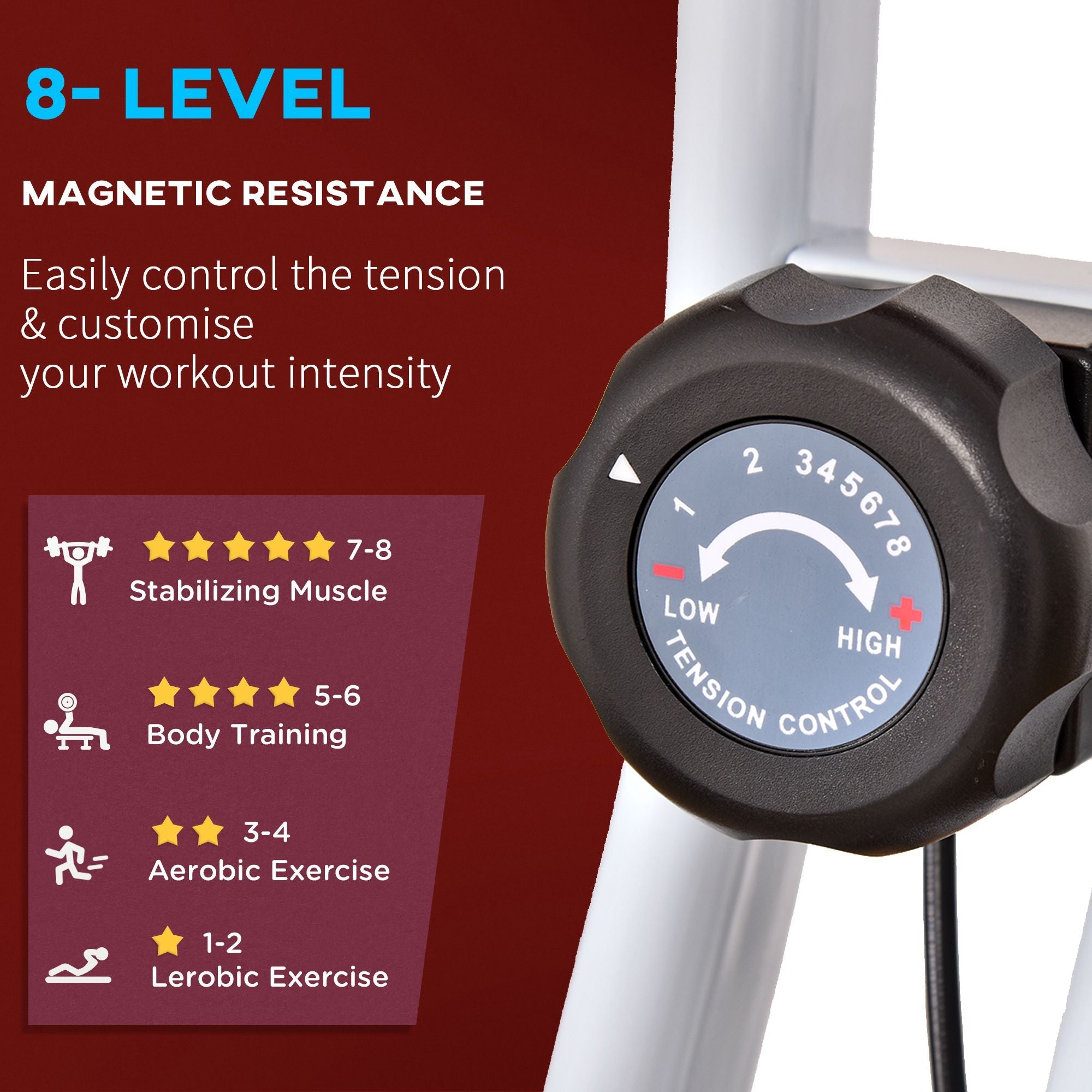 Soozier Cycle Supremacy: Foldable Upright Exercise Bike with 8 Magnetic Resistance Levels, Red