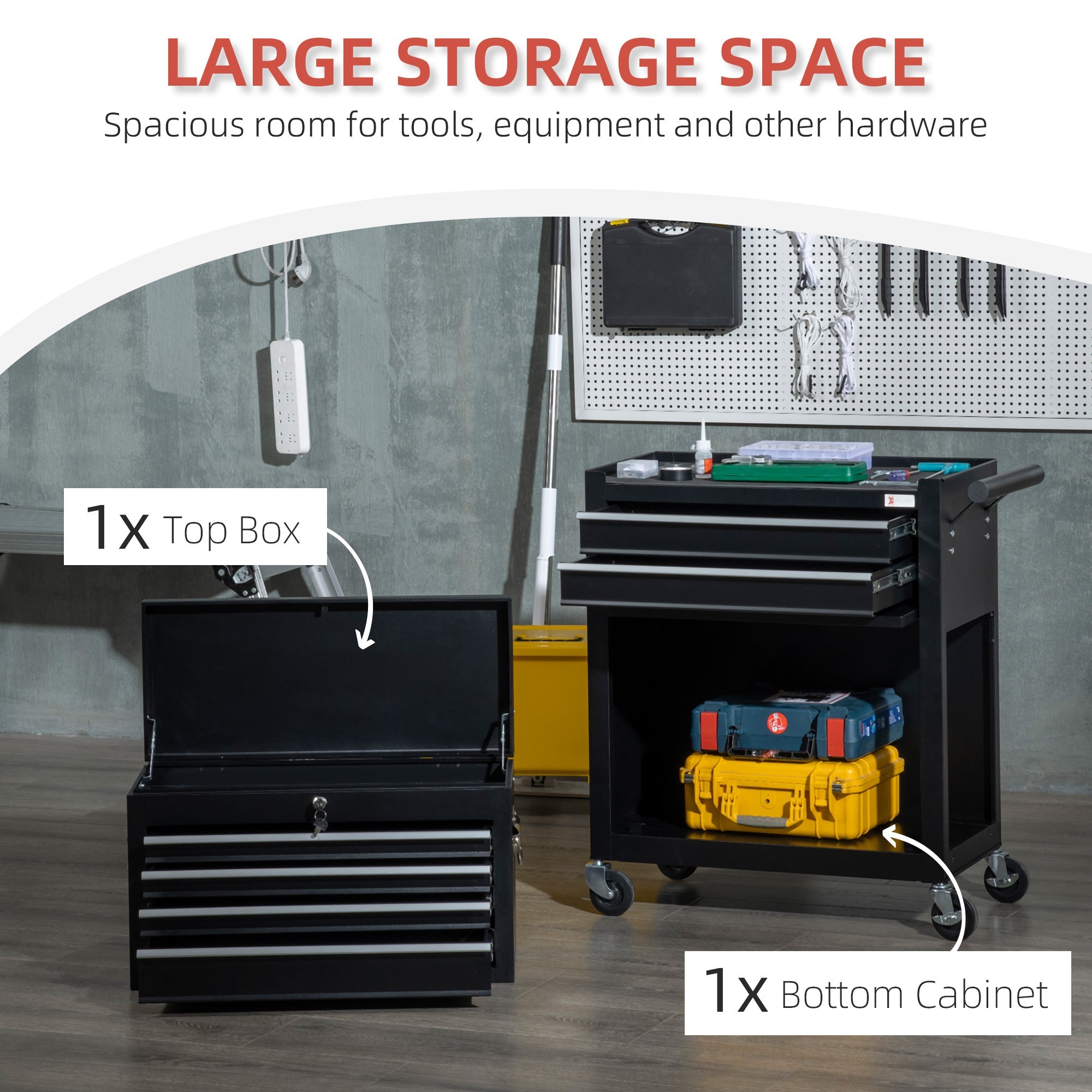 DURHAND Rolling Tool Chest - 6-Drawer Set with Lockable Wheels, Portable Tool Box & Storage Cabinet, Removable Top