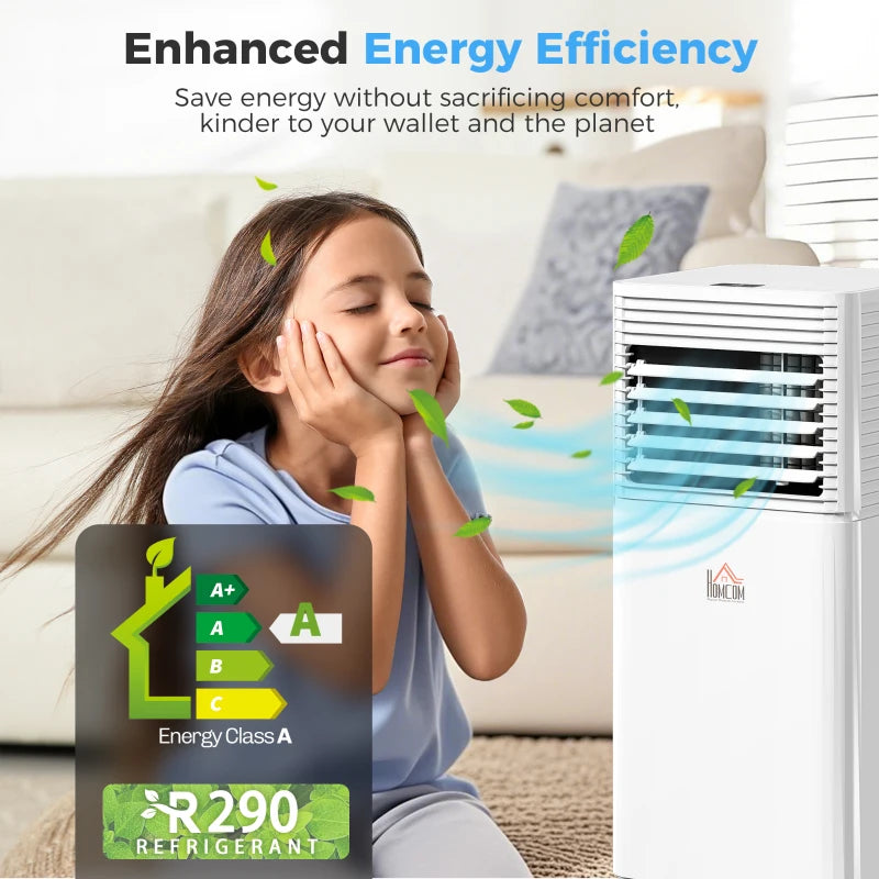 8000 BTU Portable Air Conditioner with Fan & Dehumidifier Mode, Quiet AC Unit with Remote Control, 24-Hour Timer, White