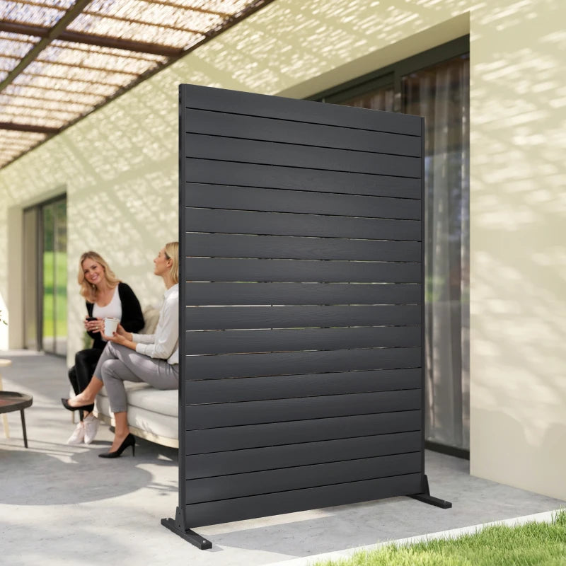 Outdoor Privacy Screen, 47.2" x 68.5" HDPE Decorative Screen Panel with Stand, Freestanding Privacy Panel, Black