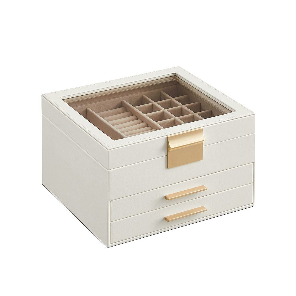 SONGMICS Jewelry Box with Glass Lid
