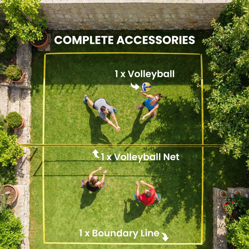 Soozier Portable Volleyball Net Set with Adjustable Height Steel Poles, Volleyball, Boundary Line and Carrying Bag for Outdoor