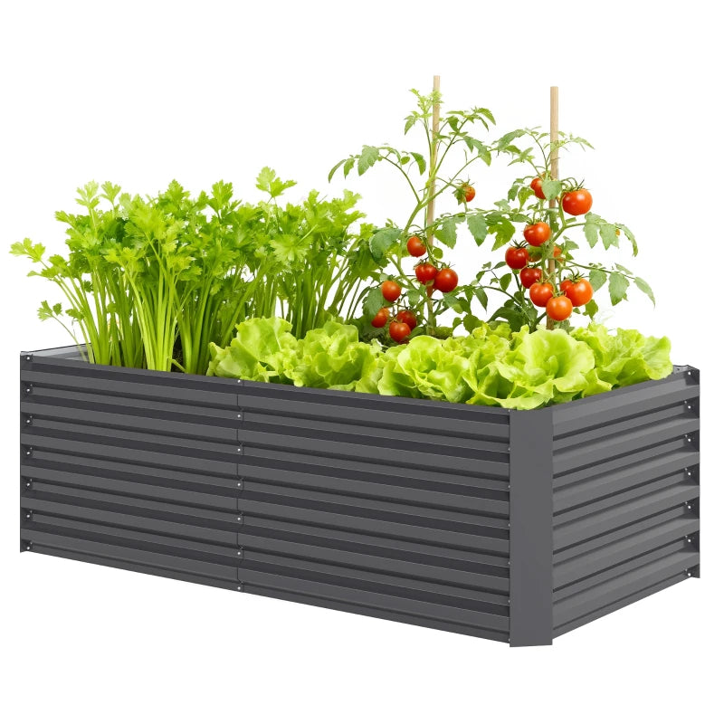 6' x 3' x 2' Raised Garden Bed, Galvanized Planter Box for Growing Flowers, Herbs and Vegetables, Dark Grey