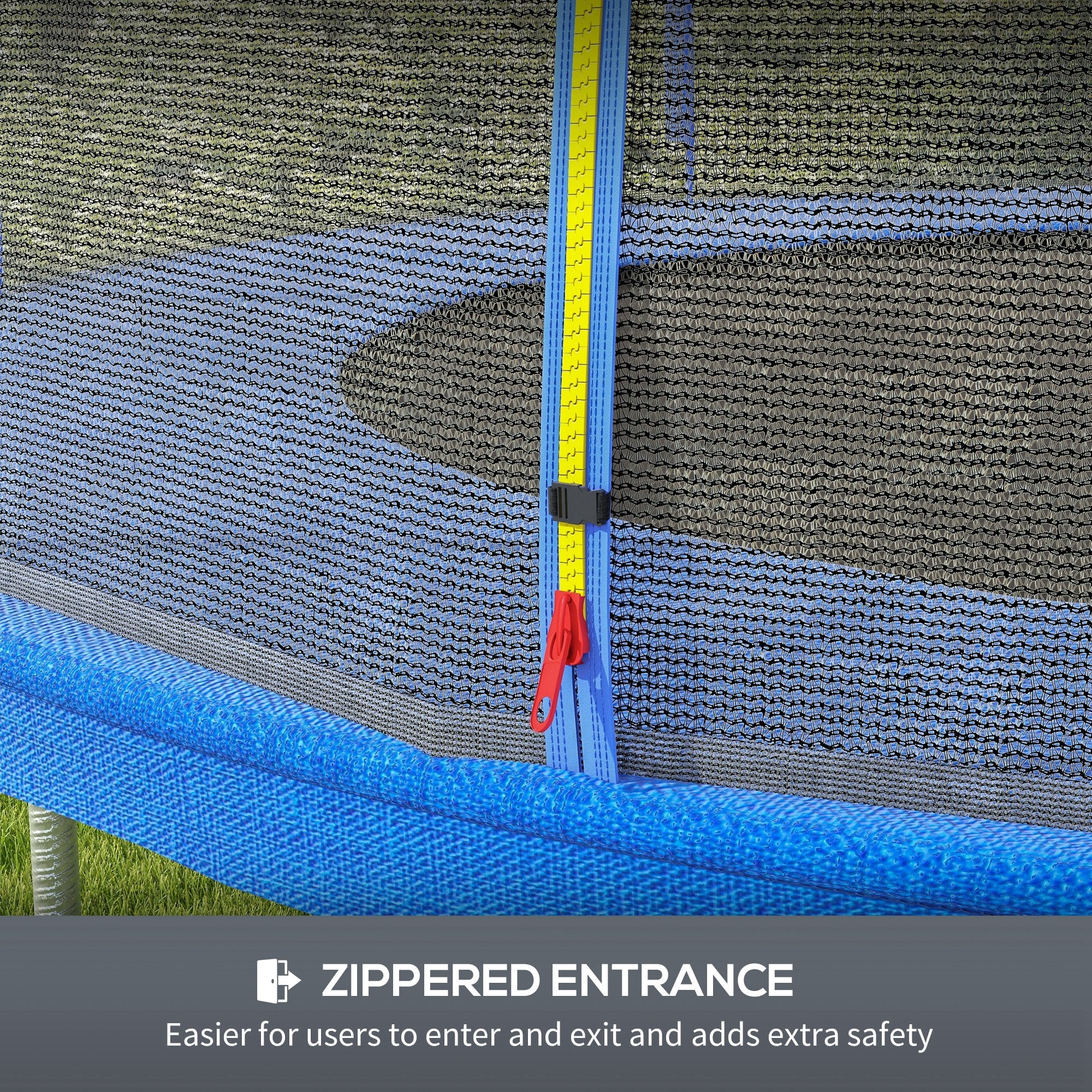 Soozier Safety Trampoline Net Enclosure 8ft Round Zippered Entrance Replacement Netting Black