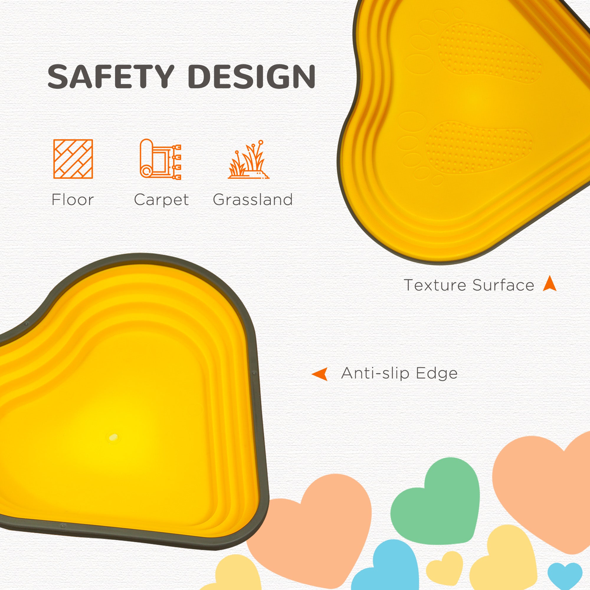 Qaba 9PCs Non-Slip Stackable Kids Stepping Stones, Heart-Shaped