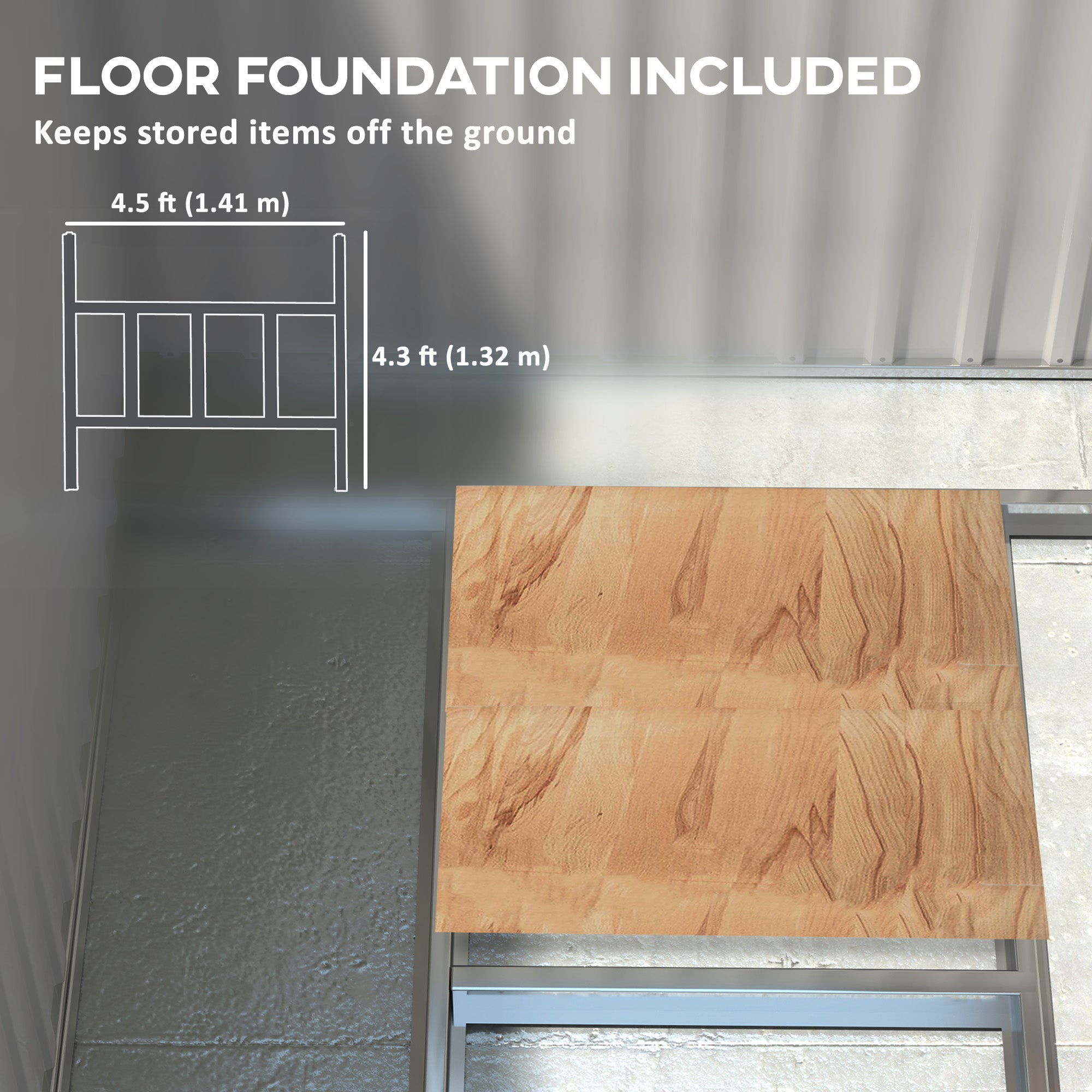 Outsunny 5'x7' Lean to Galvanized Metal Shed with Foundation, Garden Tool Storage House with Sliding Door and 2 Vents, Dark Grey