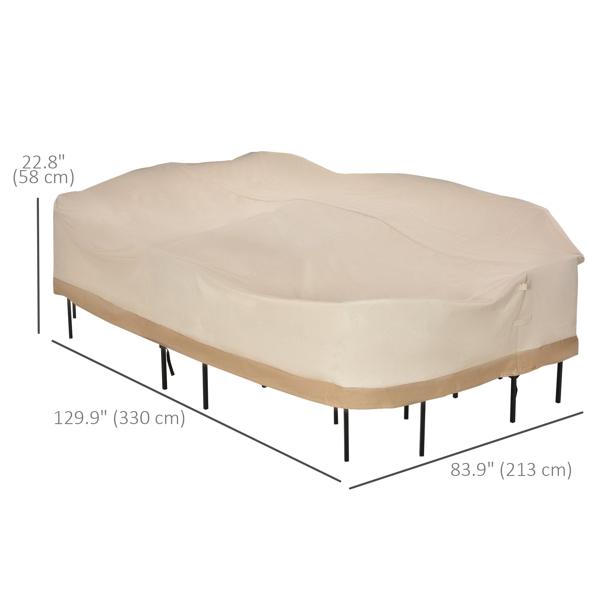 Outsunny Beige Coffee Outdoor Furniture Cover Waterproof 600D Oxford Cloth Patio Protector 129.9" Lx 83.9"W x 22.8"H