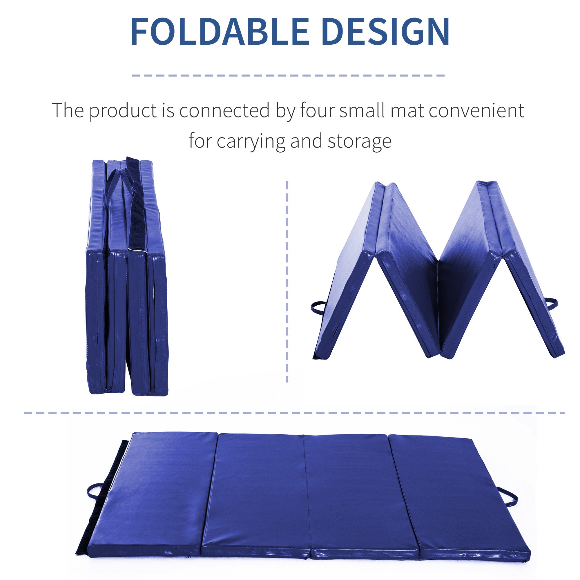 Soozier Portable Folding Gymnastics Mat 4'x6' Exercise Yoga MMA Martial Arts Stretching Mat with Handles Blue