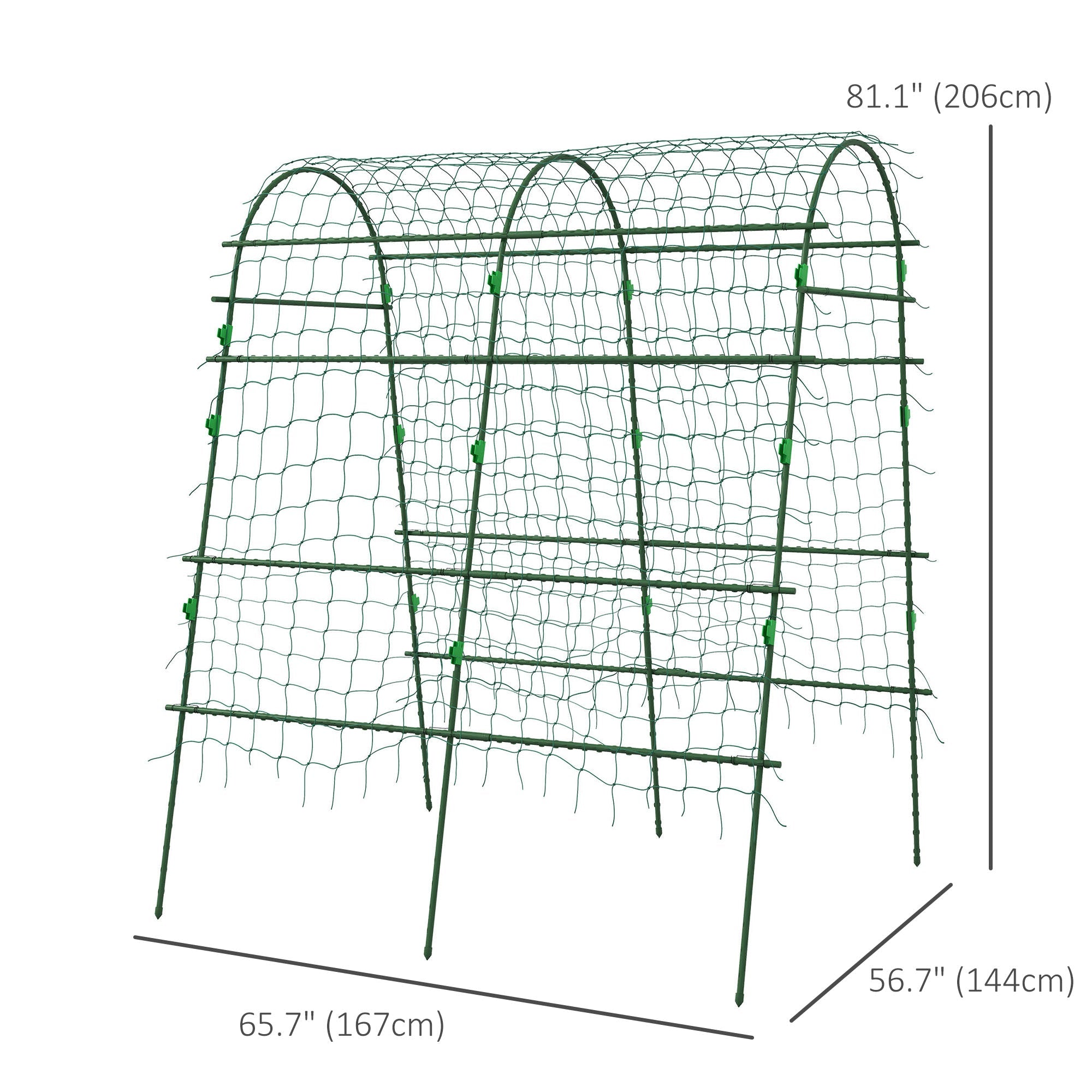 Outsunny 57 x 66 x 8in Garden Archway, A-Frame Structure Metal Trellis with Plant Net for Roses, Vines & Climbers