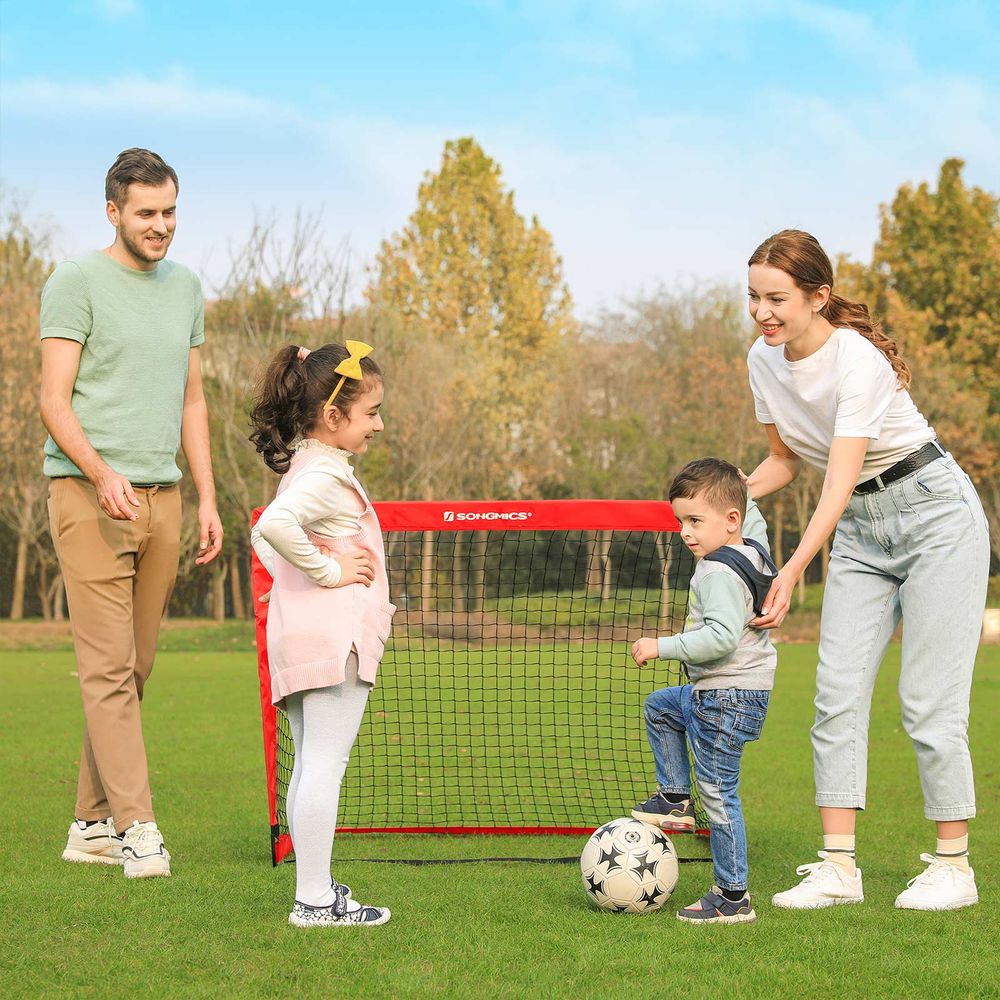 SONGMICS Folding Children's Soccer Goal Set of 2 – Portable Pop-Up Soccer Nets, Red