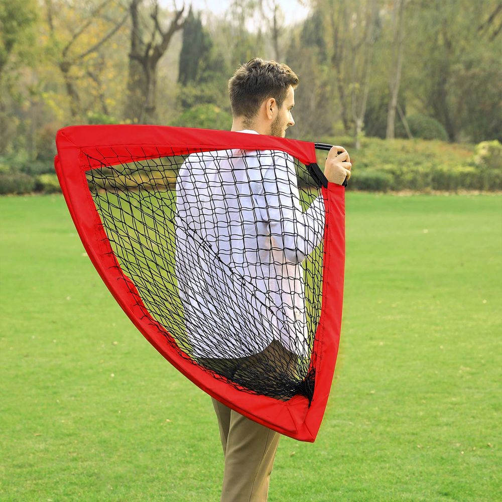 SONGMICS Folding Children's Soccer Goal Set of 2 – Portable Pop-Up Soccer Nets, Red