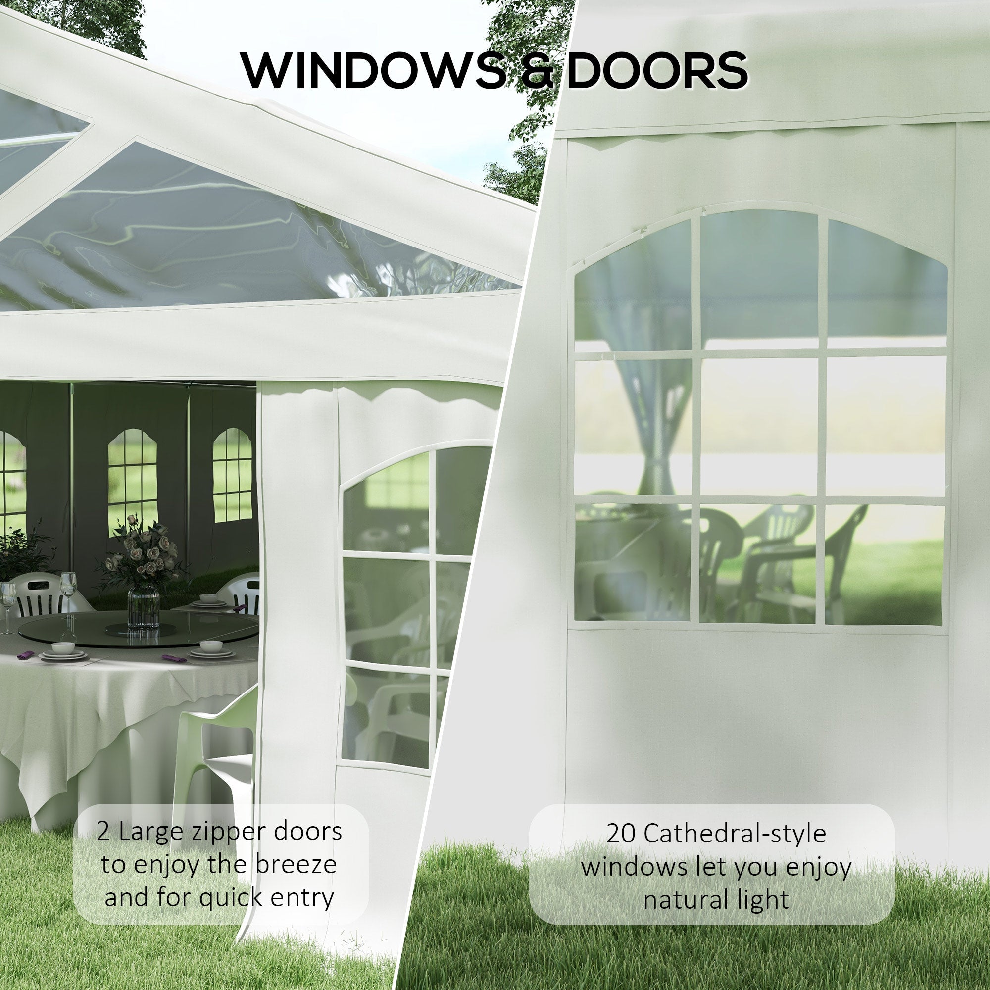 Outsunny Heavy Duty Party Tent, 20' x 40' Large Sun Shade Canopy Tent for Parties, Wedding, Events, BBQ Grill, White
