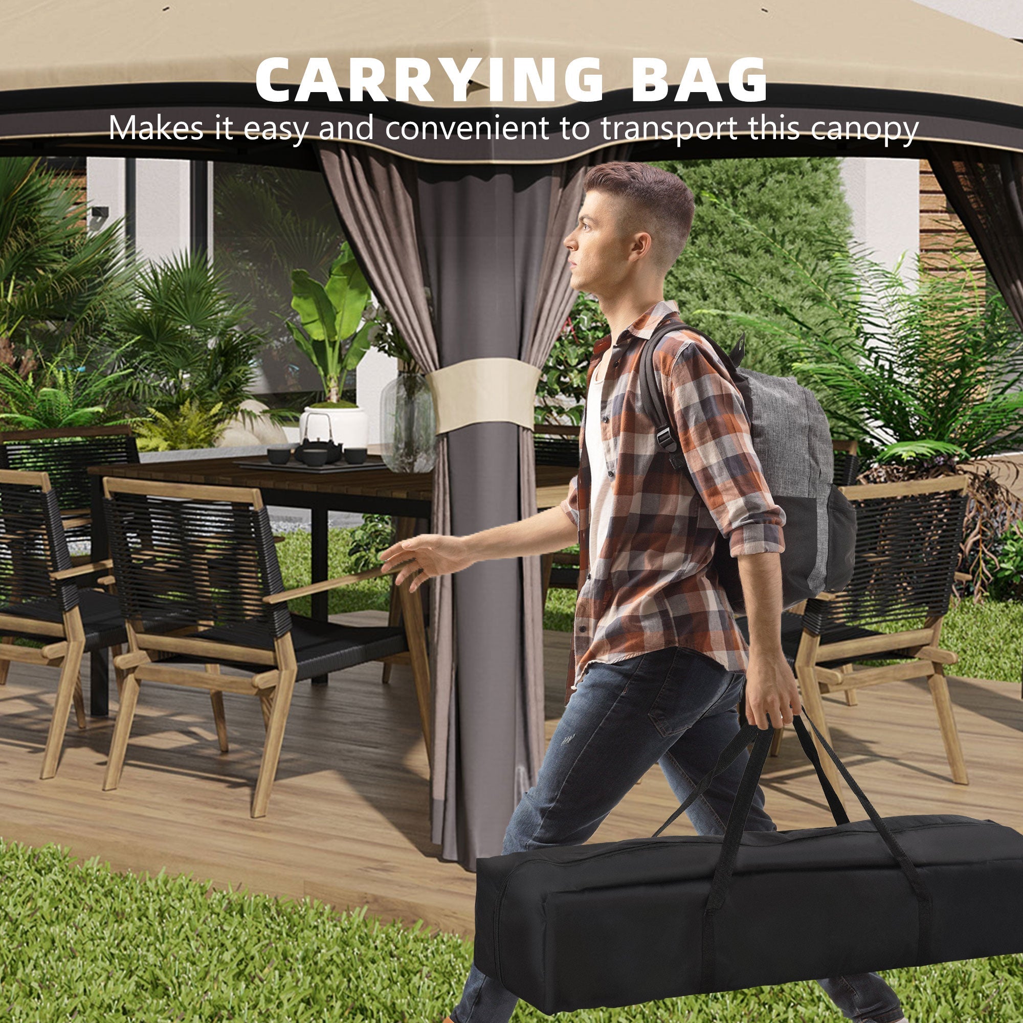 Outsunny 10x10 Pop Up Canopy with Netting & Storage Bag, Adjustable Height - Perfect for Parties, Garden, Patio
