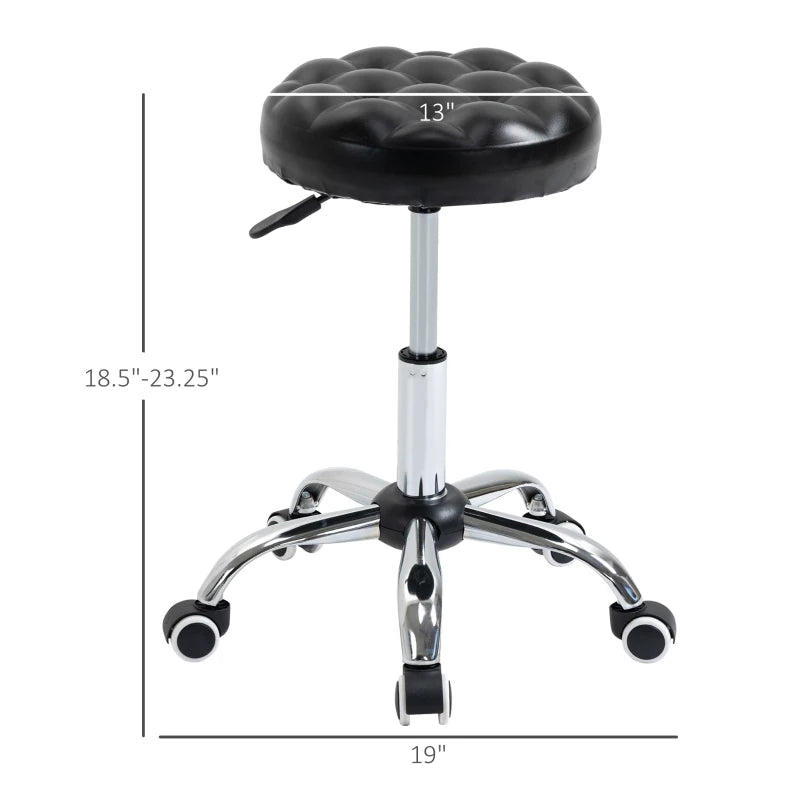 Rolling Swivel Padded Salon Stool with Adjustable Height Wheeled Tattoo Massage Chair Beauty SPA Bar Seat with Thick Padded Black