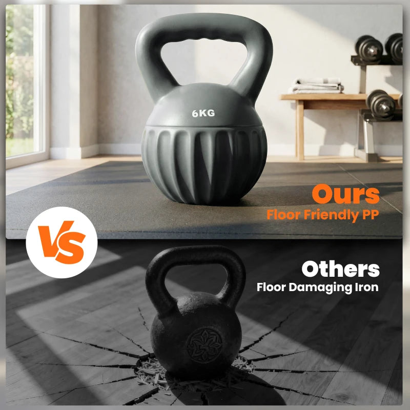 Soozier Kettlebell, 13 lbs Kettle Bell with Non-Slip Handle for Home Gym, Weight Lifting and Strength Training, Grey