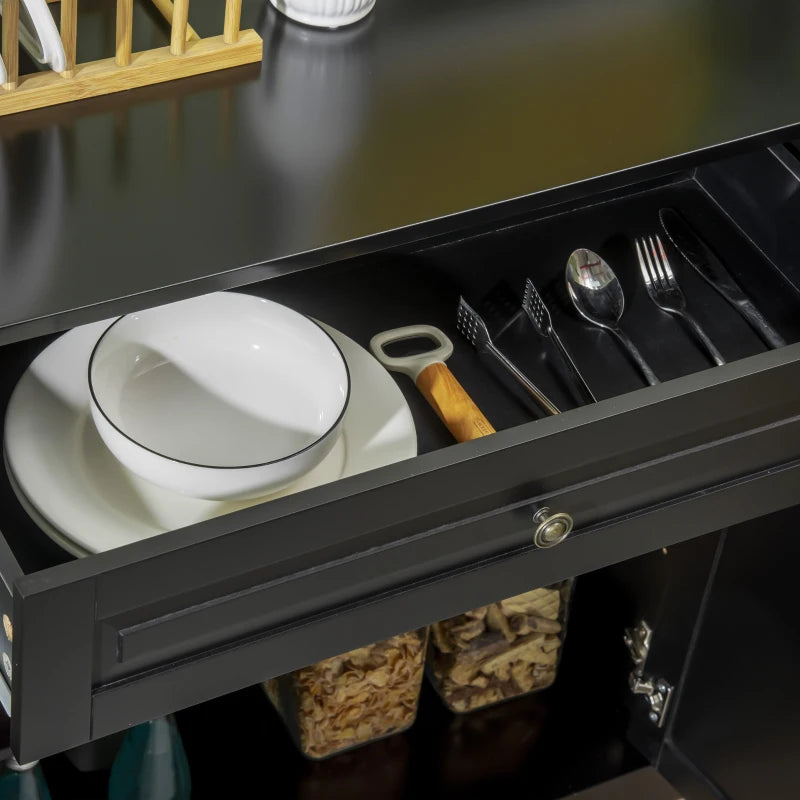 Modern Sideboard Cabinet, Buffet Cabinet with 2 Drawers and Adjustable Shelves, Buffets Tables for Dining Room, Black