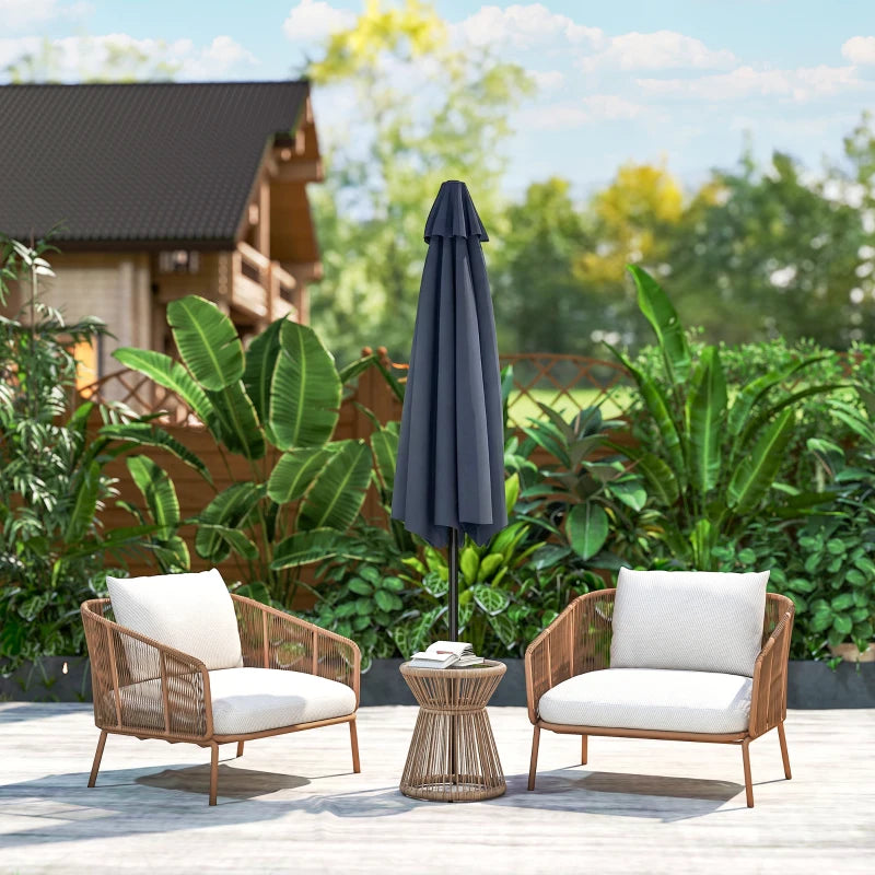 Patio Sun Umbrella, Outdoor Parasol with 6 Ribs, Blue