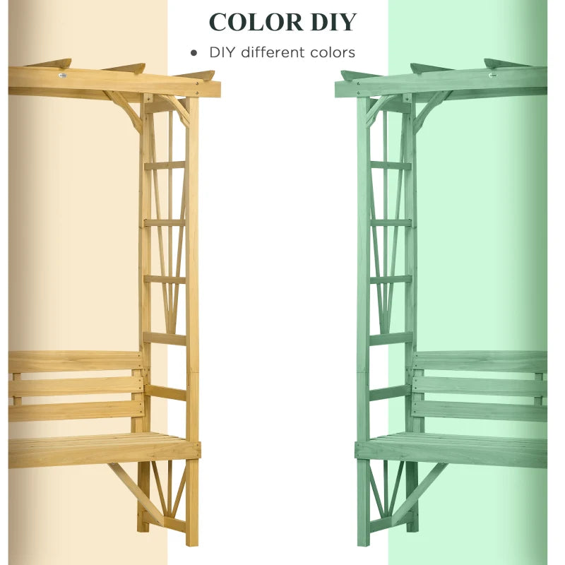 Patio Wooden Bench, Outdoor Bench for Vines/Climbing Plants, Light Brown