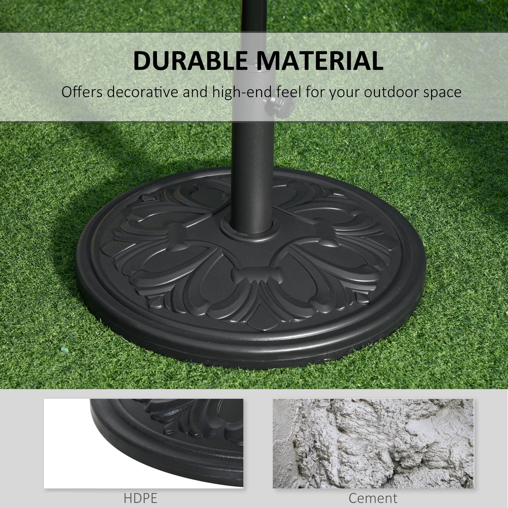 Outsunny Parasol Base: Φ19" Round Heavy Duty Garden Umbrella Holder for Outdoor Furniture