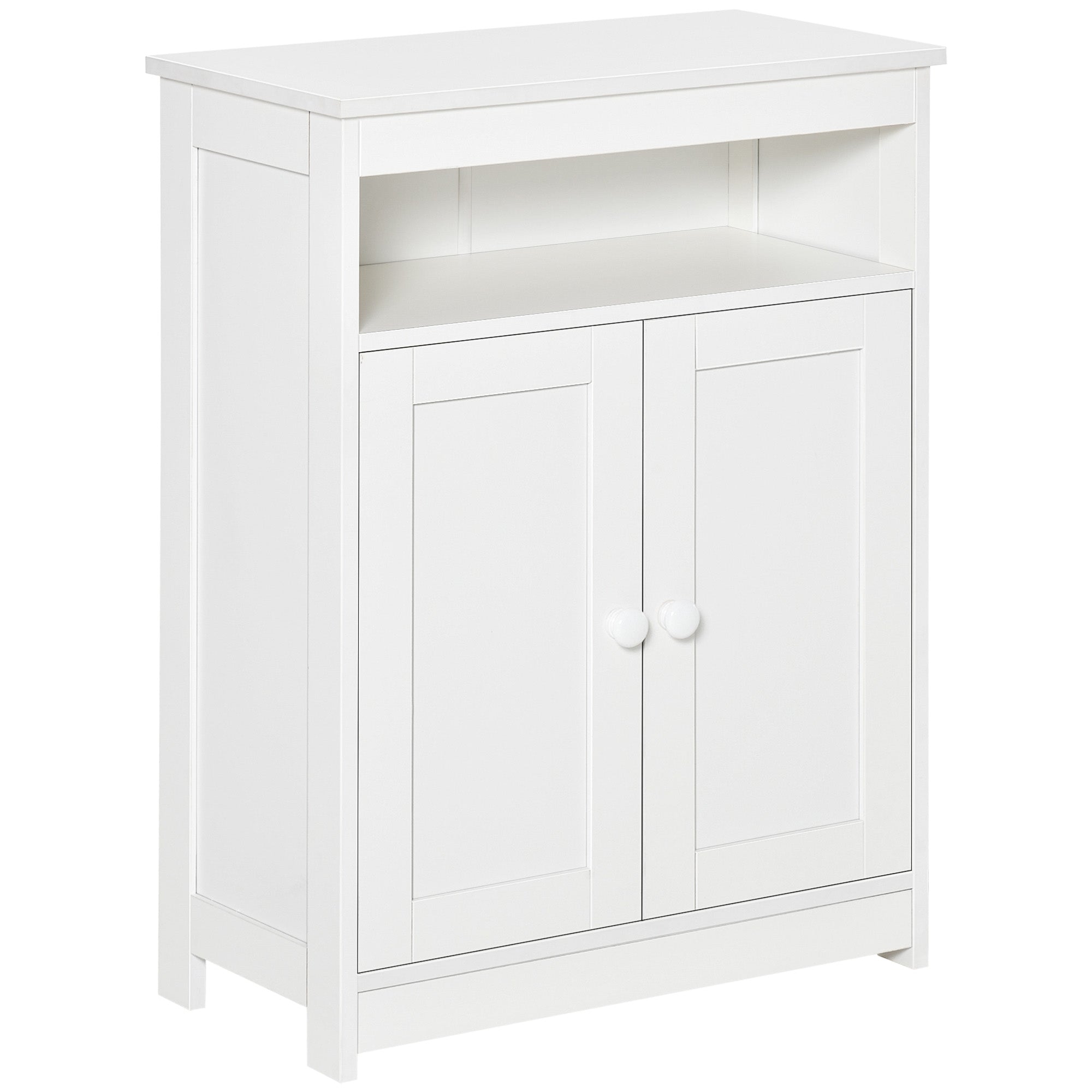 HOMCOM Bathroom Storage Cabinet Freestanding Organizer Sideboard Adjustable Shelf Wooden Furniture White