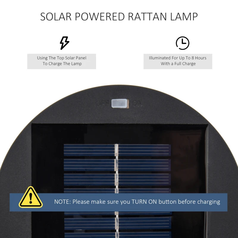 Wicker Solar Floor Lamp, Decorative Outdoor Lamp with Auto On/Off LED Light, IP44 for Patio, Porch, Pathway, Brown