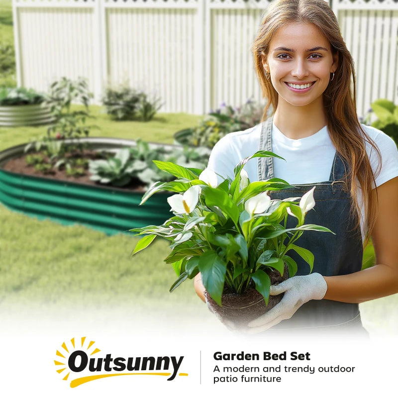 5' x 3' x 1' Large Outdoor Planter Box, Galvanized Raised Garden Bed with Metal Plant Stake, Green
