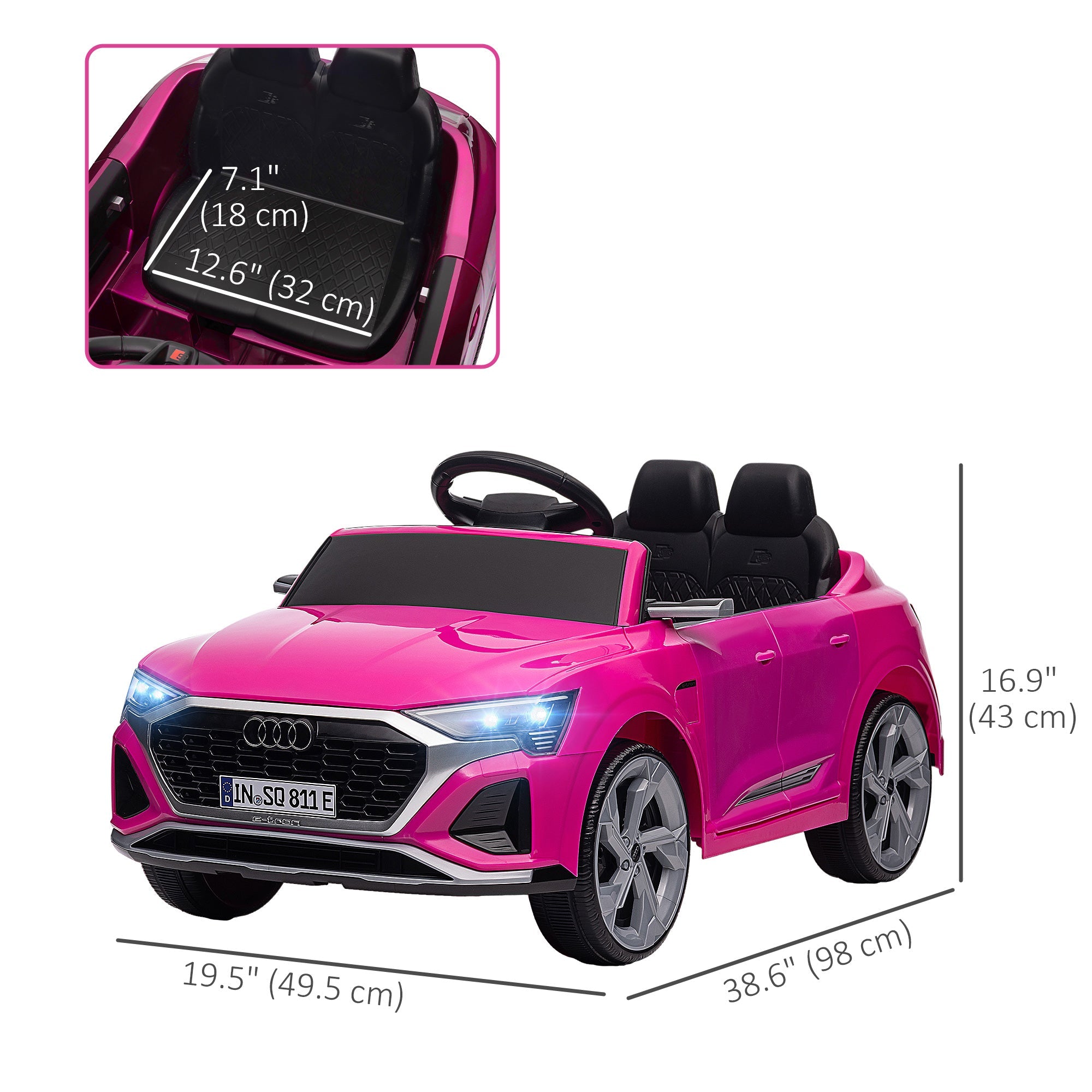 Qaba 12V Battery Powered Kids Electric Car, Audi Q8 etron Sportback Licensed Ride on Car w/ Remote Control, Pink