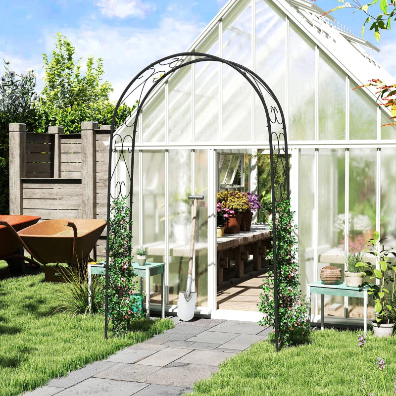 Steel Garden Arch, 7.5' Garden Arbor Trellis for Climbing Plants, Roses, Wedding Arch for Outdoor Bridal Party, Ceremony