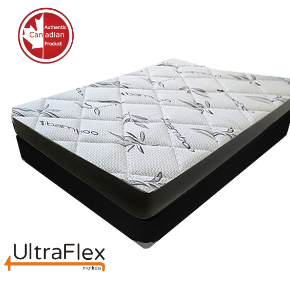 UltraFlex® DreamEasy - Mattress and BoxSpring Set Canadian-Made Medium Firm Gel Infused Comfort with Quilted Top, Pressure Relief, Cooling Technology, Bamboo Cover, CertiPUR-US® Certified Foam (Made in Canada)