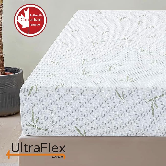 UltraFlex EasySleep- Canadian-Made Medium Firm Gel Infused Reversible Comfort With Pressure Relief, Cooling Technology, Bamboo Cover, CertiPUR-US® Certified Foam Eco-Friendly Mattress (Made in Canada)