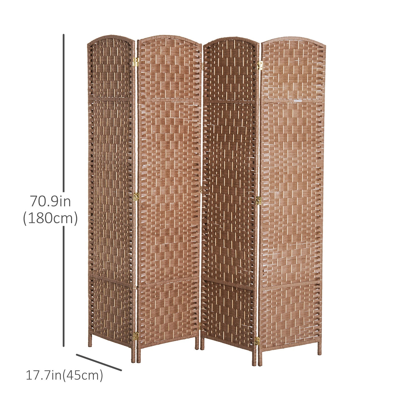 HOMCOM Natural Elegance Room Divider: 4-Panel Woven Wicker Indoor Privacy Screen for Home Decor
