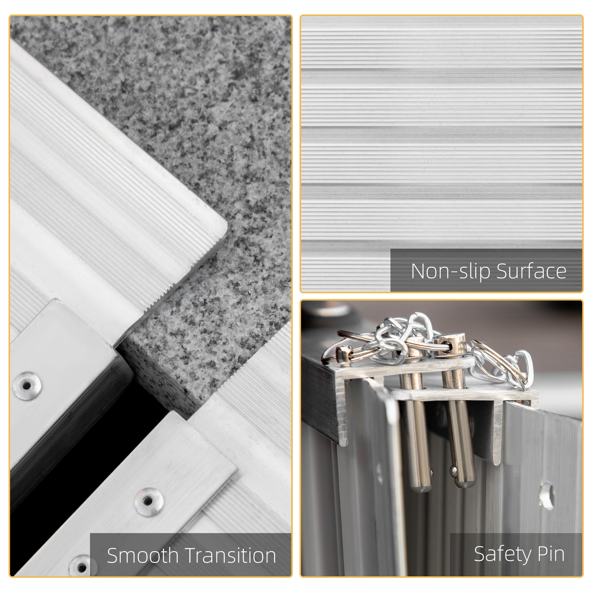 HOMCOM Portable Wheelchair Ramp 4ft Foldable Aluminum Scooter Access Ramp Easy Carry Handle Mobility Aid