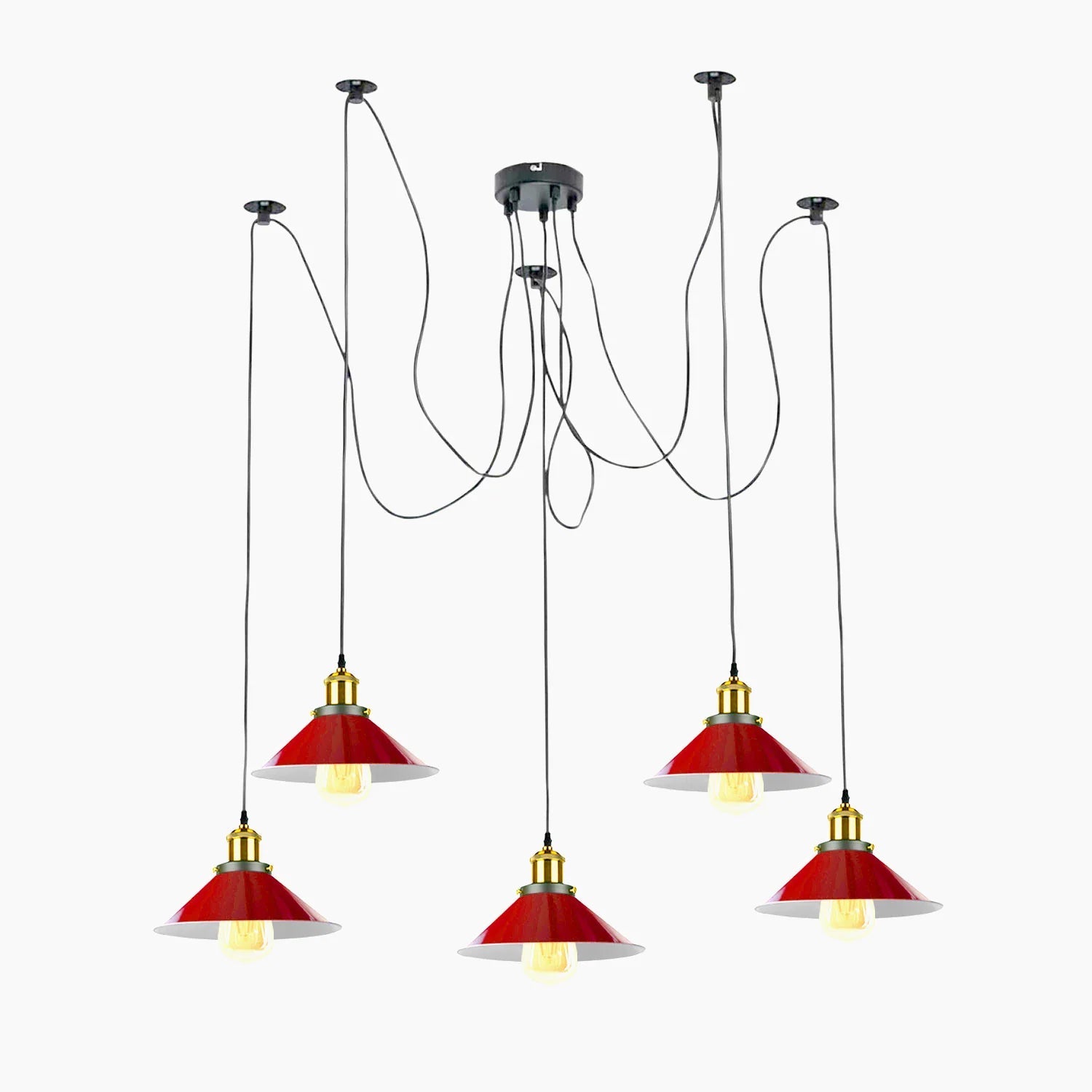 Retro 5-Head Red Cone Shape Spider Pendant Light~ 1718