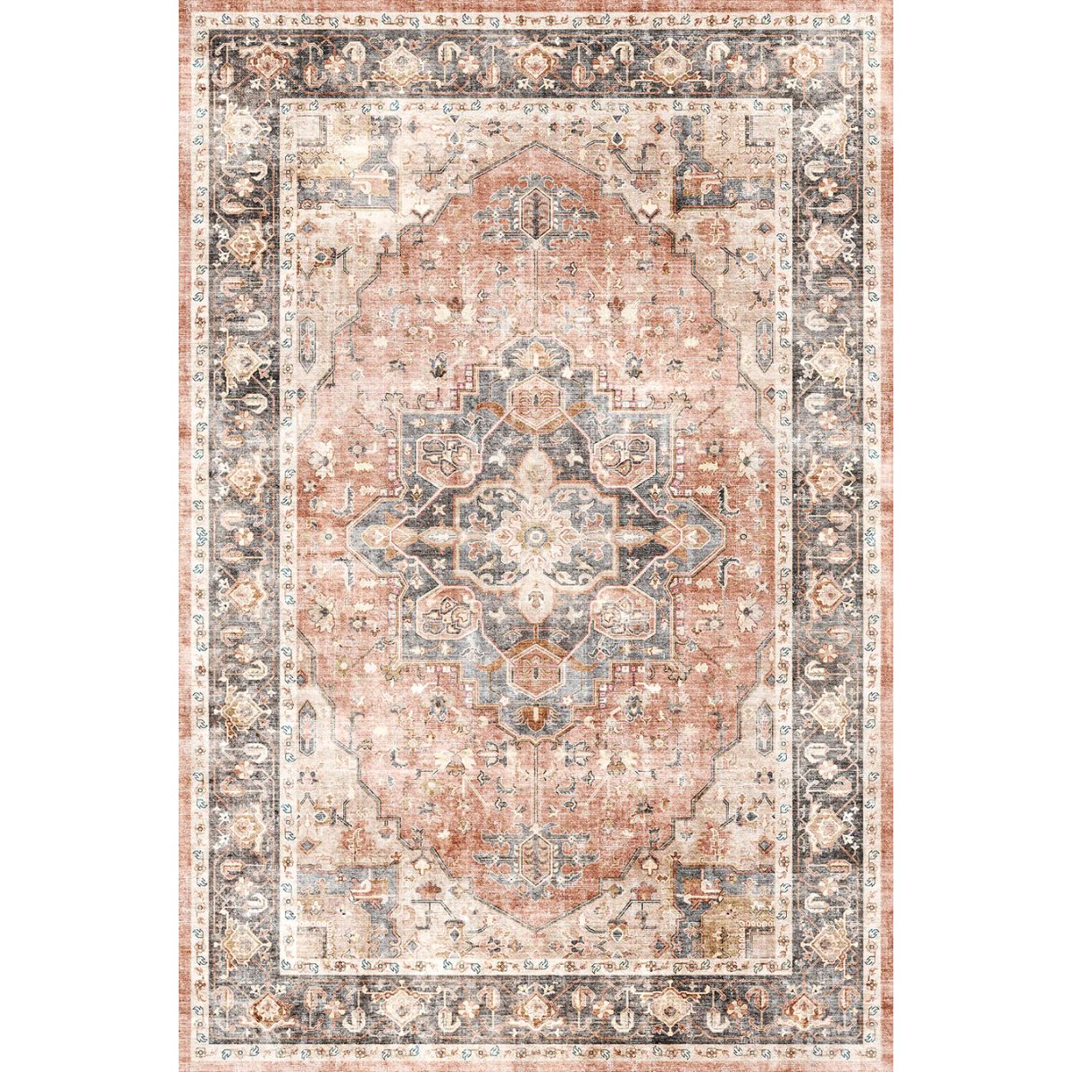 Riverra Terracotta Black Rug