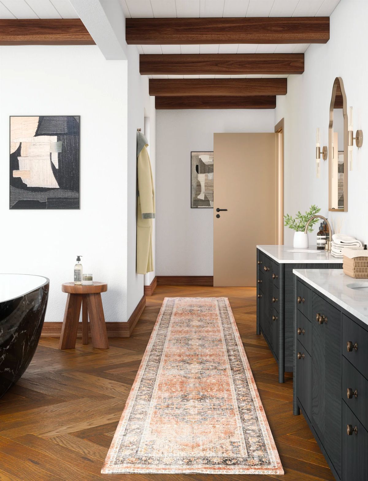 Riverra Terracotta Black Rug