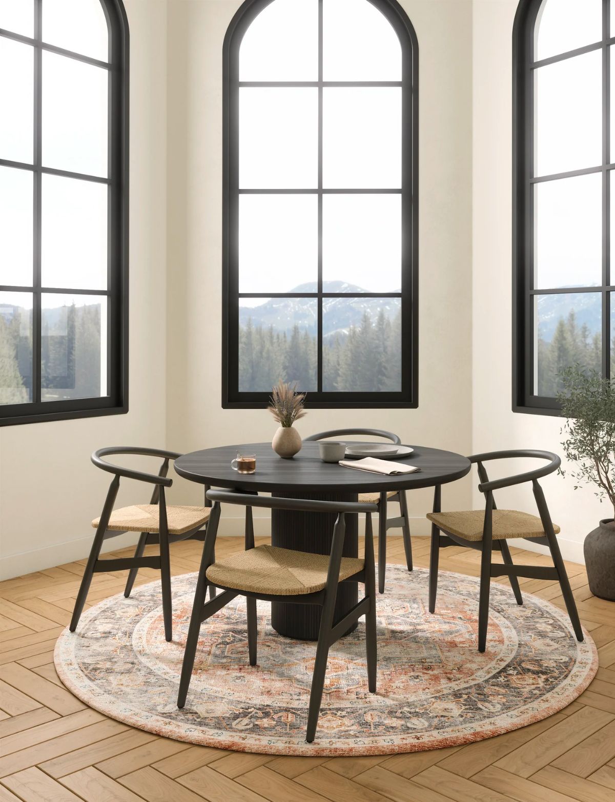 Riverra Terracotta Black Rug