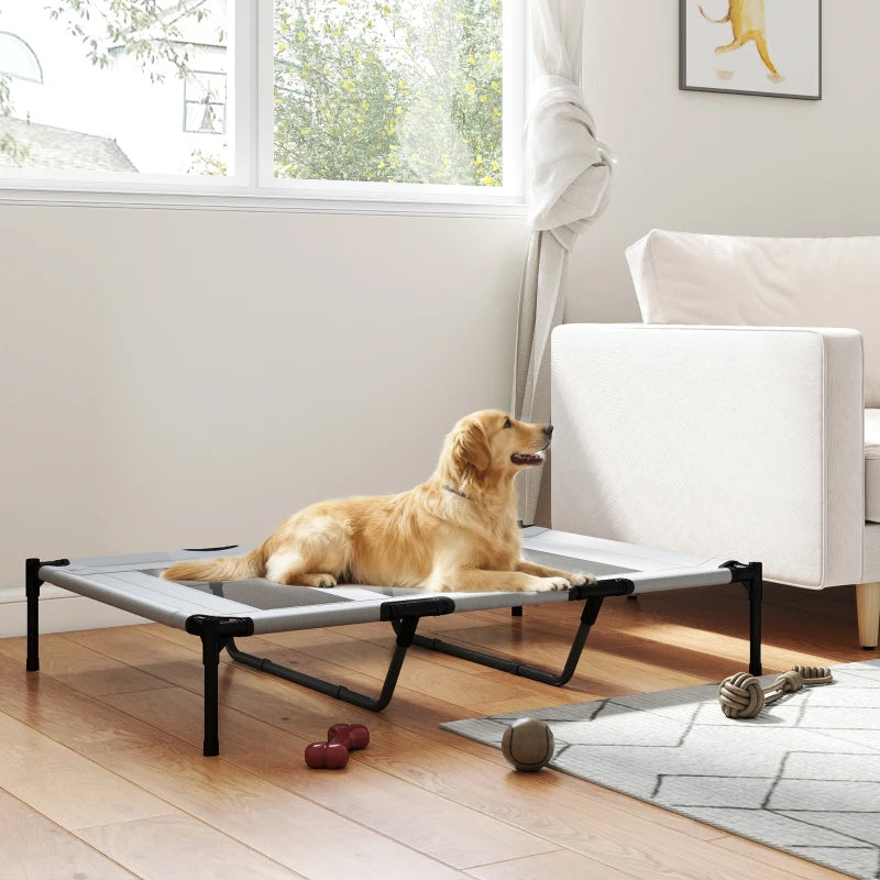 Elevated Dog Bed, Raised Dog Cot for XL Sized Dogs, Indoor & Outdoor, 48" x 36" x 9", Light Grey