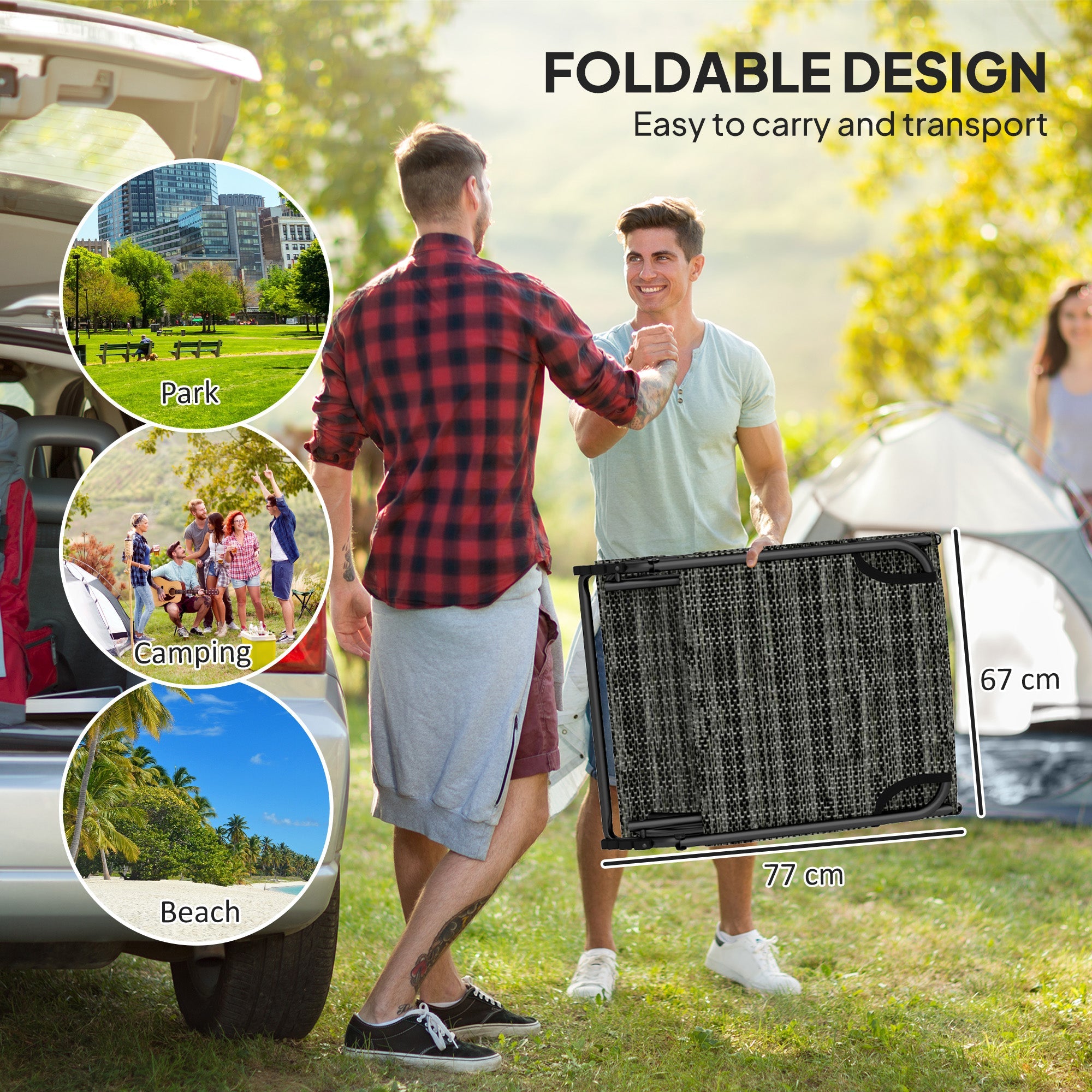 Outsunny 2 Pieces Folding Lounge Chairs with 4-level Reclining Back, Tanning Chair with Cushion, Sun Lounger with Breathable Mesh Fabric, Side Pocket, Headrest, Blue