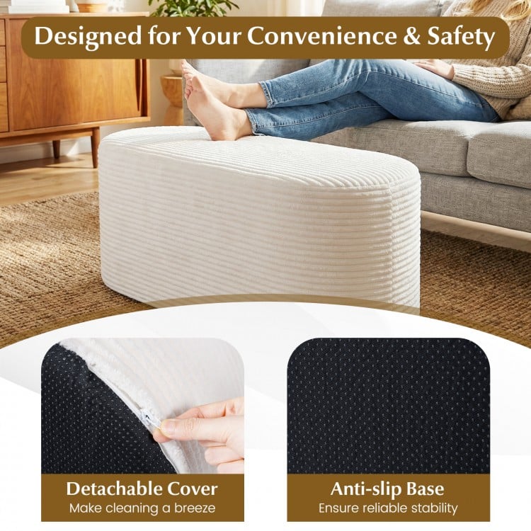 Upholstered Ottoman Bench with High-Density Sponge-Beige