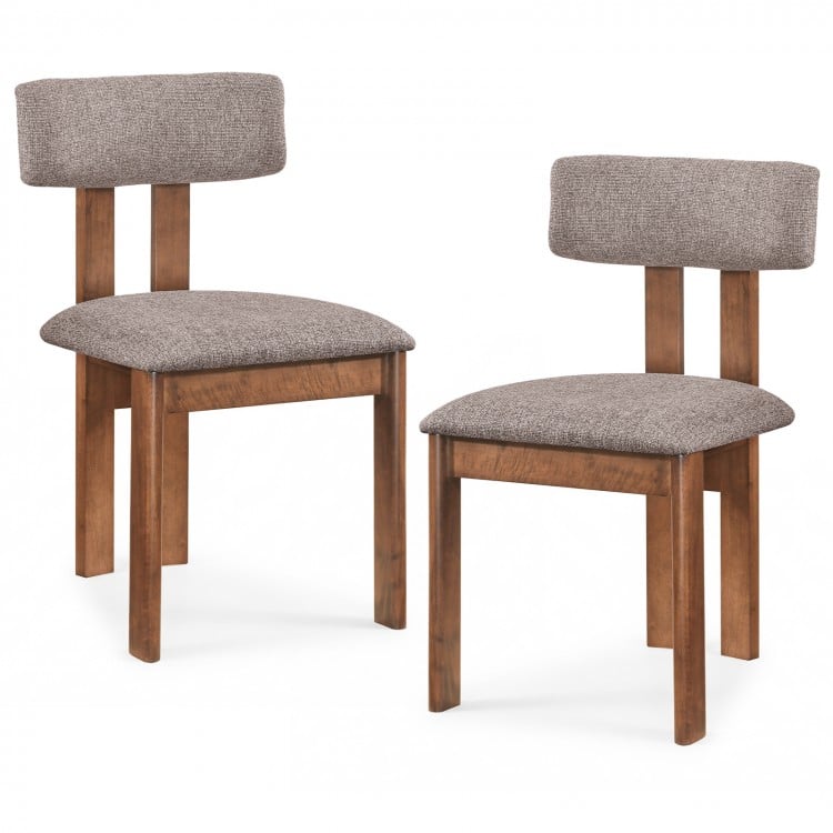 Upholstered Rubber Wood Dining Chairs Set of 2 with Curved Backrest-Walnut