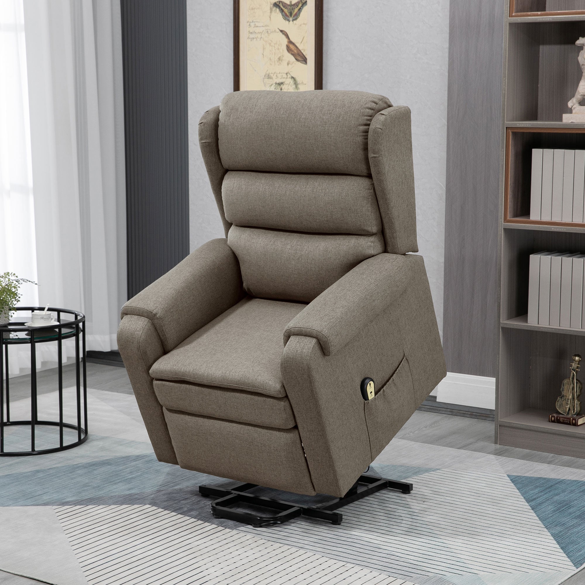 HOMCOM Lift Chair for Elderly, Power Chair Recliner with Footrest, Remote Control, Side Pockets for Living Room, Brown