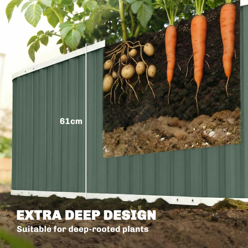 Galvanized Raised Garden Bed, Deep Rot Planter Box, Outdoor Garden Bed with Plant Labels, 7' x 2' x 2', Light Green