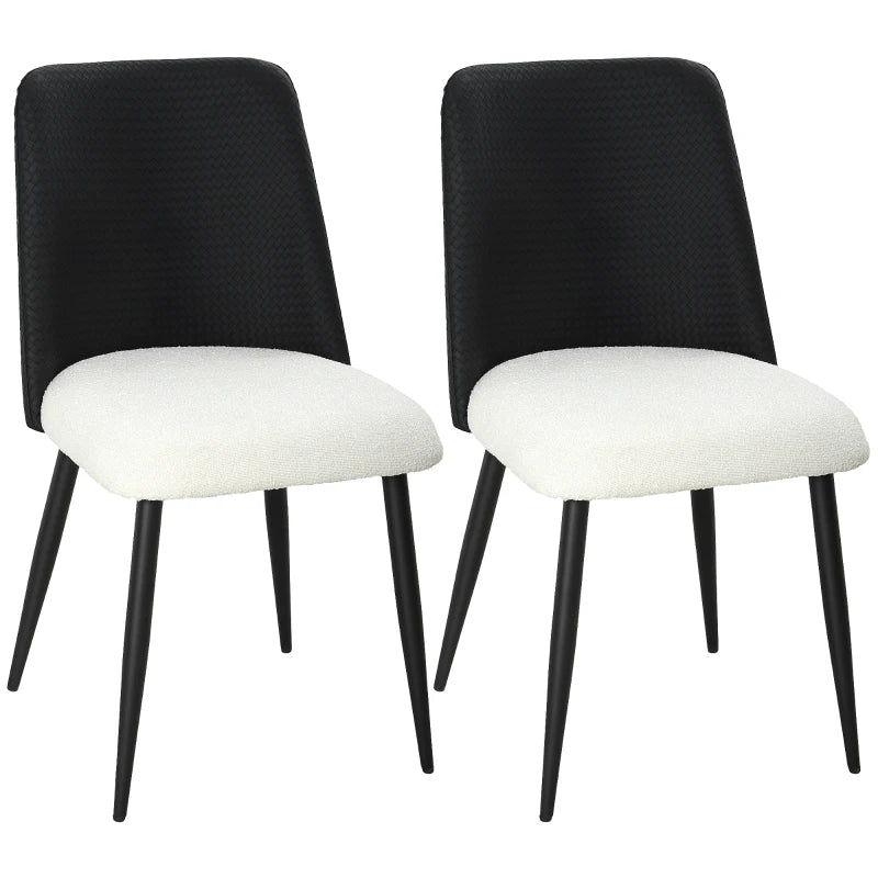 Dining Chairs Upholstered Kitchen Chairs Set of 2 with Steel Legs and Padded Seat for Dining Room, Kitchen, Black