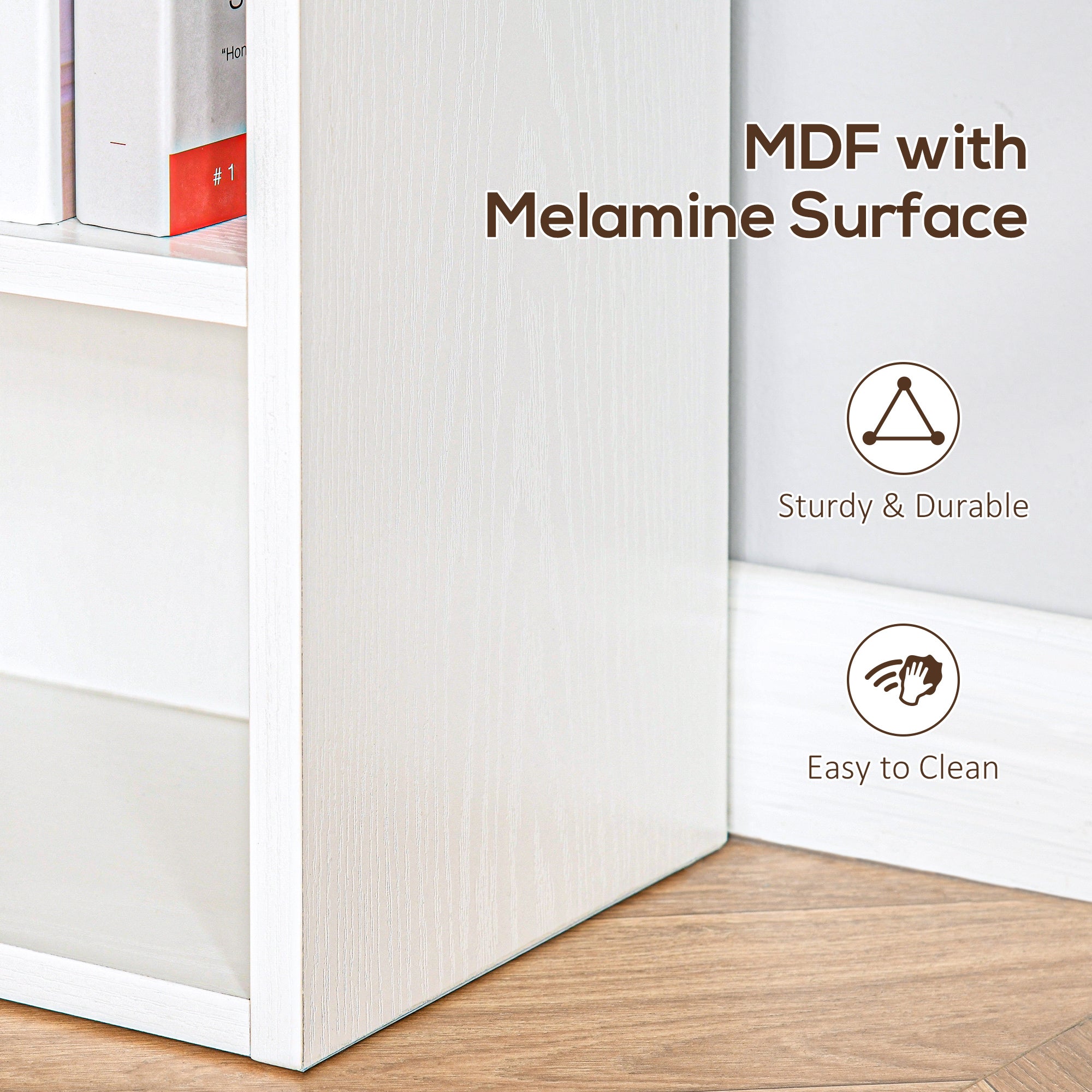 HOMCOM 6-Tier Tall Modern Bookcase: Floor Standing Shelving Unit for Living Room, Home Office, White