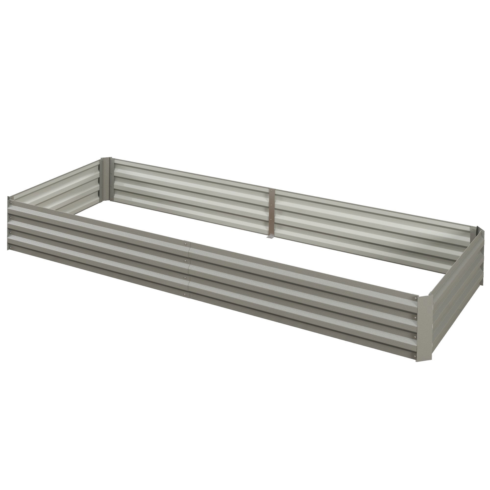 Outsunny 95"x36"x12" Galvanized Raised Garden Bed Metal, Elevated Planter Box for Flowers, Herbs, in Silver