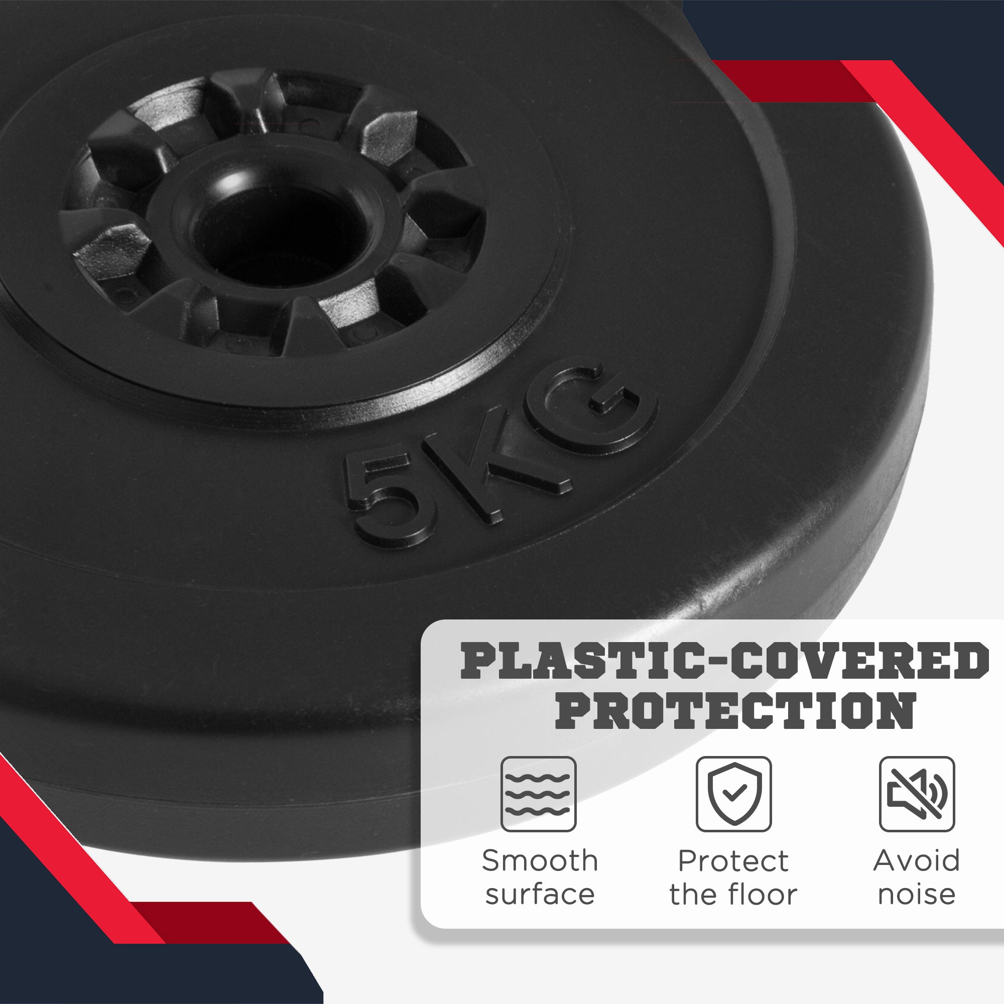 Soozier Dumbbell Weight Set: 4pc Kit with 2x 11lbs Barbells & Durable Weight Plates for Home Fitness Training, Black