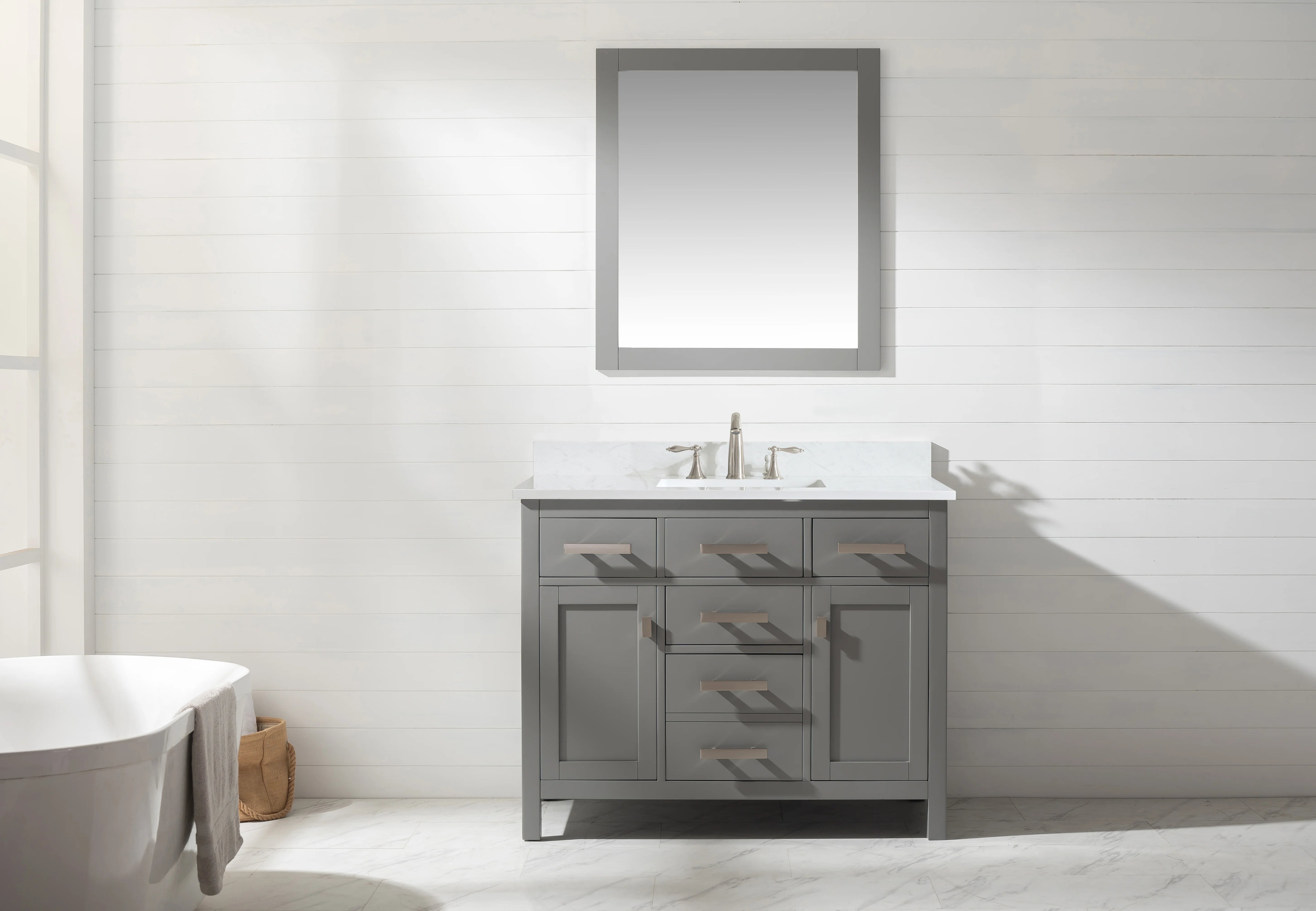 Valentino 42" Single Sink Vanity with White Quartz Top