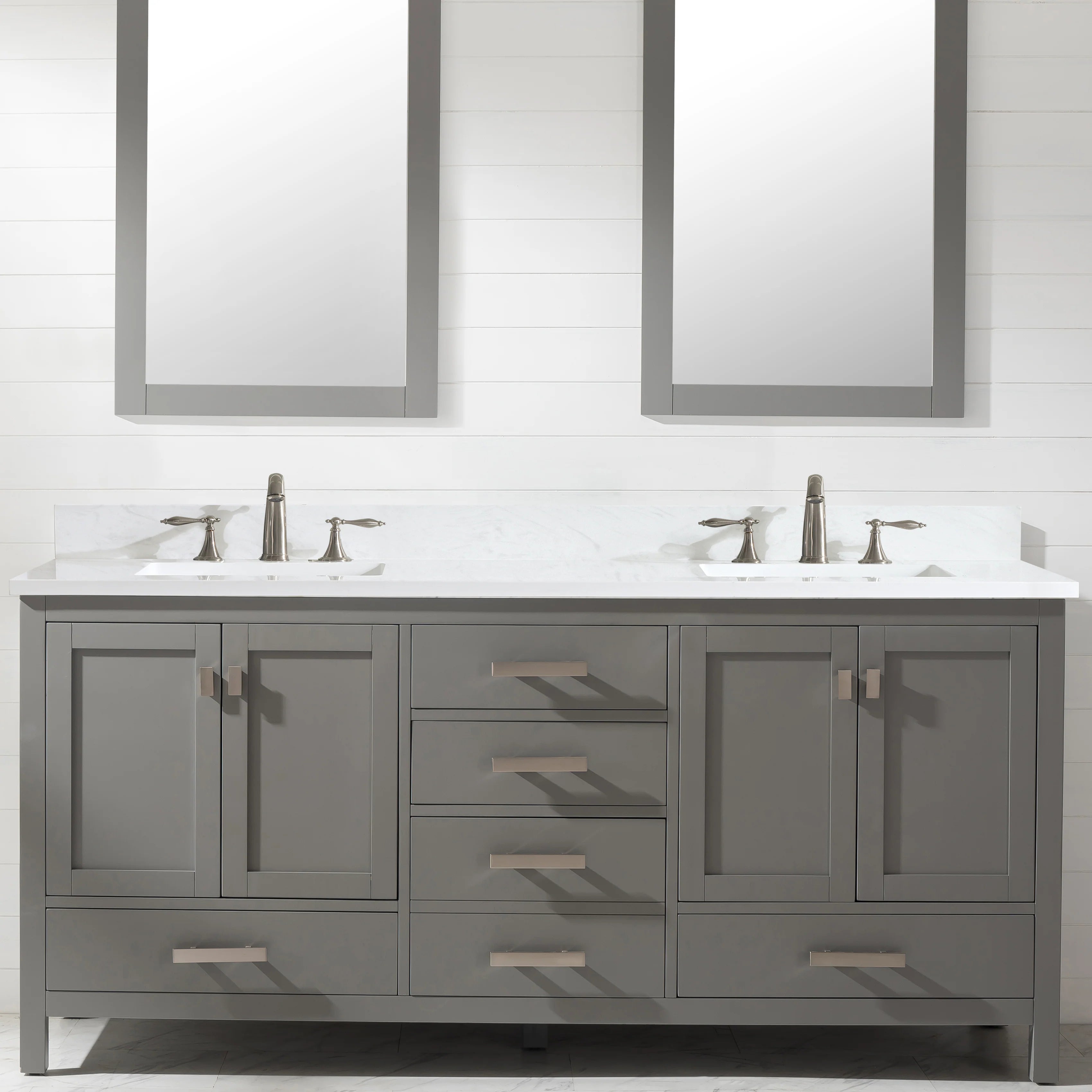 Valentino 72" Single Sink Vanity with White Quartz Top