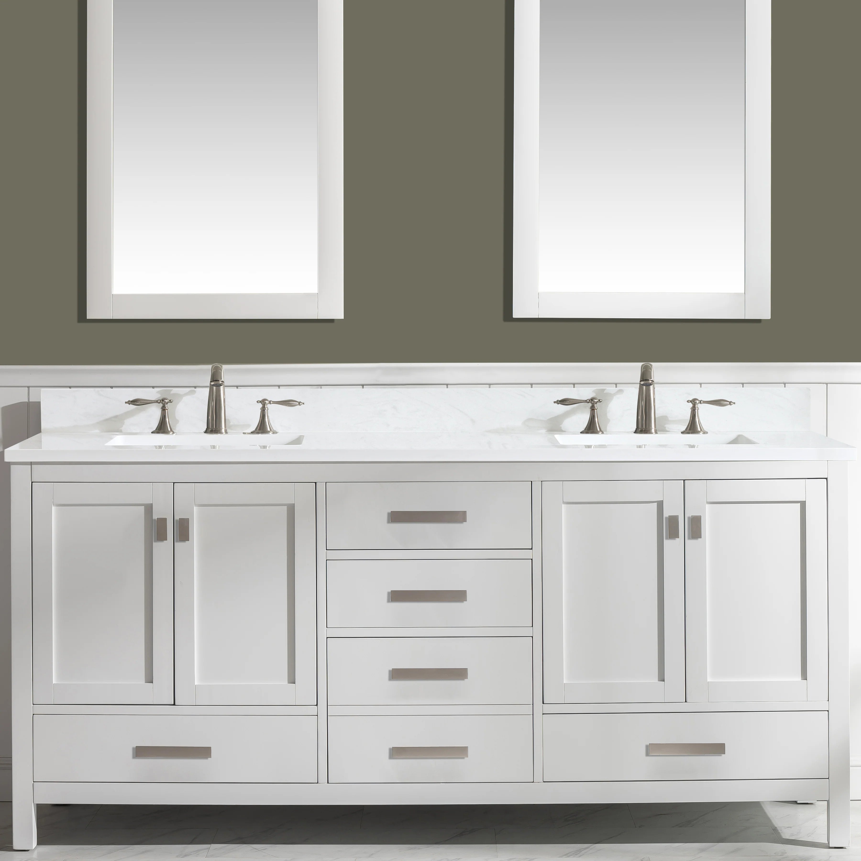Valentino 72" Single Sink Vanity with White Quartz Top