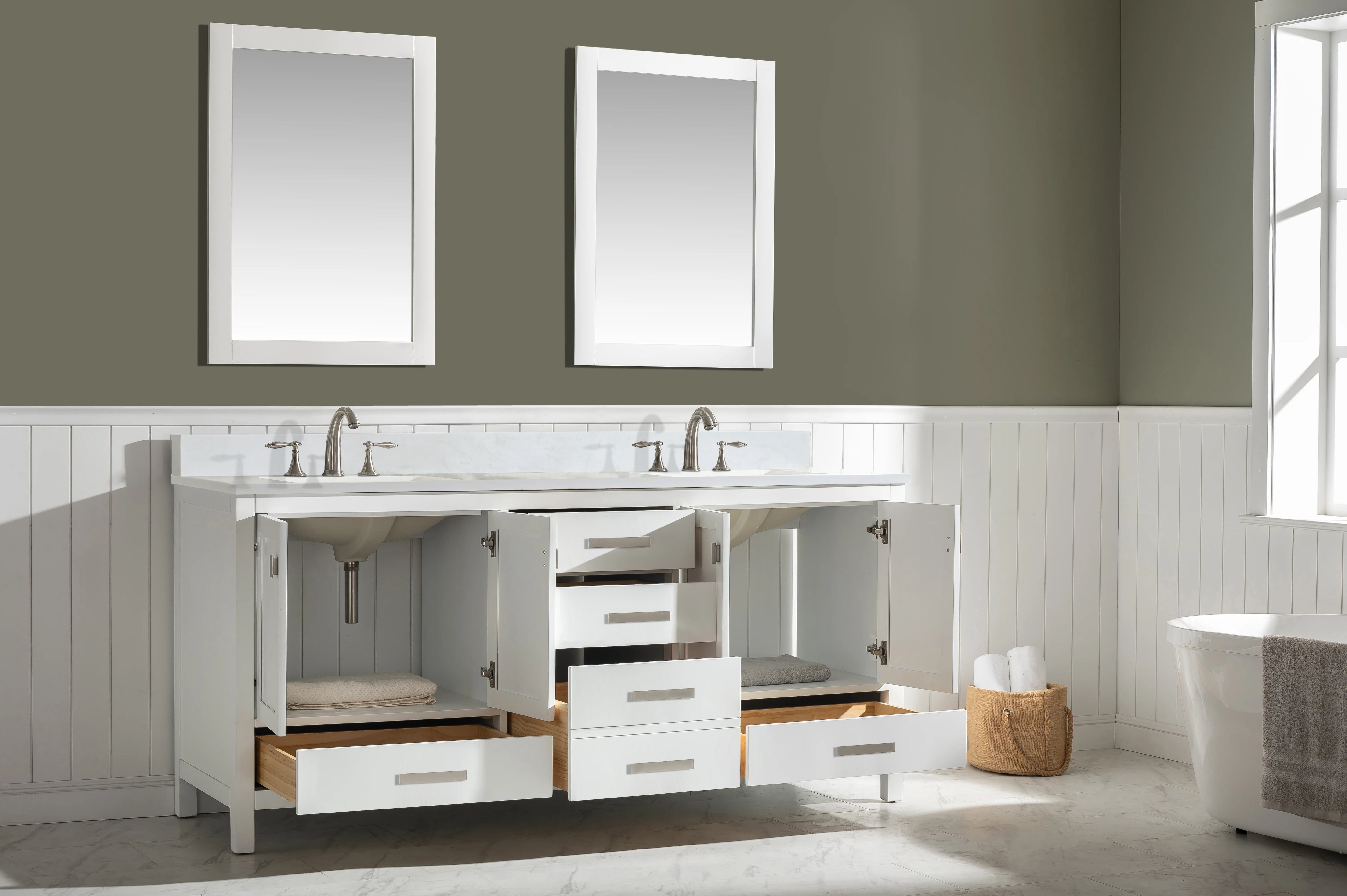 Valentino 72" Single Sink Vanity with White Quartz Top